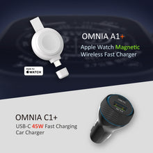 Load image into Gallery viewer, OMNIA A1+ Apple Watch Magnetic Wireless Fast Charger + OMNIA C1+ 45W PD/QC Fast charging Car Charger
