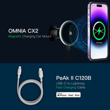 Load image into Gallery viewer, OMNIA CX2 Magnetic Charging Car Mount + PeAk II C120B USB-C to Lightning Cable (1.2M)