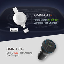 Load image into Gallery viewer, OMNIA A1+ Apple Watch Magnetic Wireless Fast Charger + OMNIA C1+ 45W PD/QC Fast charging Car Charger

