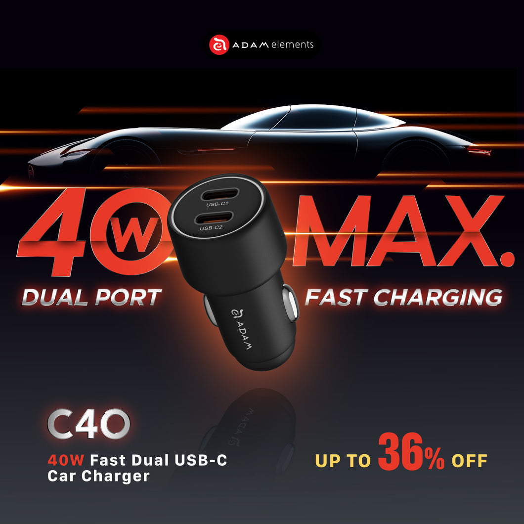 C40	40W Fast Dual USB-C Car Charger