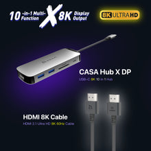 Load image into Gallery viewer, HDMI 8K Cable HDMI 2.1 Ultra HD 8K60Hz Cable+CASA Hub X DP - USB-C 8K 10-in-1 Hub
