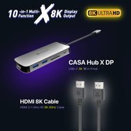 HDMI 8K Cable HDMI 2.1 Ultra HD 8K60Hz Cable+CASA Hub X DP - USB-C 8K 10-in-1 Hub