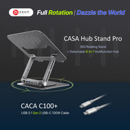 CASA Hub Stand Pro USB-C 6-in-1 Laptop Stand Hub + CASA C100+ - USB-C to USB-C 100W Cable (1M)