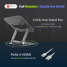 Load image into Gallery viewer, CASA Hub Stand Pro USB-C 6-in-1 Laptop Stand Hub +  PeAk II Ultra HD 4K 60Hz HDMI Cable (2M)
