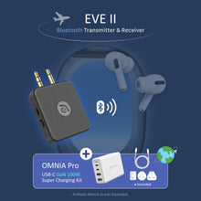Load image into Gallery viewer, EVE II  Bluetooth Transmitter &amp; Receiver +  OMNIA Pro 100W Super Charging Kit
