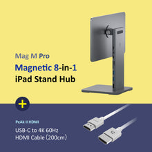 Load image into Gallery viewer, Mag M Pro Magnetic 8-in-1 iPad Stand Hub + PeAk II Ultra HD 4K 60Hz HDMI Cable (2M)
