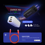 OMNIA X6i PD / QC 66W Compact Wall Charger + PeAk II C120B USB-C to Lightning Cable (1.2M)