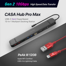 Load image into Gallery viewer, CASA HUB Pro Max USB-C 3.1 Gen 2 &amp; 4K60Hz 13-in-1 Hub + Apple MFi-Certified USB-A to Lightning Cable 3.9 FT
