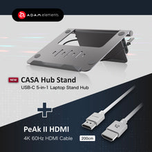 Load image into Gallery viewer, CASA Hub Stand USB-C 5-in-1 Laptop Stand Hub + Ultra HD 4K 60Hz HDMI Cable
