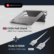 CASA Hub Stand USB-C 5-in-1 Laptop Stand Hub + Ultra HD 4K 60Hz HDMI Cable