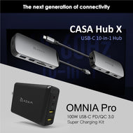 CASA HUB X USB-C 3.1 10-in-1 Port Hub + OMNIA Pro 100W Super Charging Kit