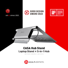 Load image into Gallery viewer, CASA Hub Stand USB-C 5-in-1 Laptop Stand Hub + iKlips DUO+ 128GB Apple Lightning iOS Flash Drive (Black)
