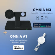 OMNIA M3 Magnetic 3-in-1 Wireless Charging Station + OMNIA A1 Apple Watch Magnetic Wireless Charger