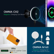 OMNIA CX2 Magnetic Charging Car Mount ＋ OMNIA M Kit Magnetic Charging Kit ＋ Alto Clop Leather Case