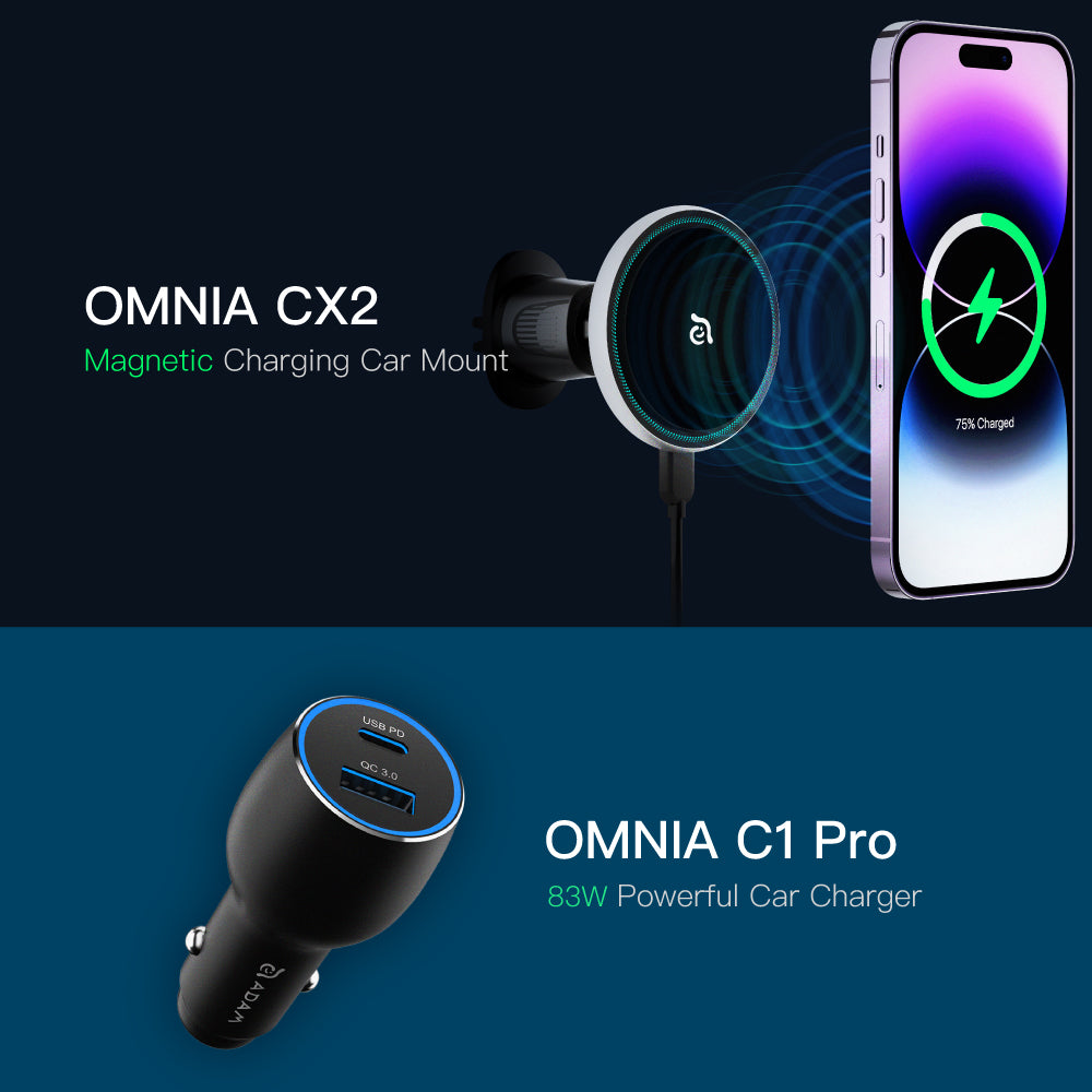 OMNIA CX2 Magnetic Charging Car Mount ＋ OMNIA C1 Pro - 83W Powerful Car Charger