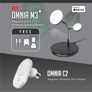 OMNIA M3+ Magnetic 3-in-1 Wireless Charging Station (Apple MFW-Certified) + OMNIA C2 Magnetic Wireless Car Charger