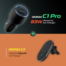 Load image into Gallery viewer, OMNIA C1 Pro - 83W Powerful Car Charger + OMNIA C2 Magnetic Car Charger
