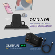 OMNIA Q5 5-in-1 Wireless Charging Station + OMNIA F6 65W Super Charging Kit-UK Plug